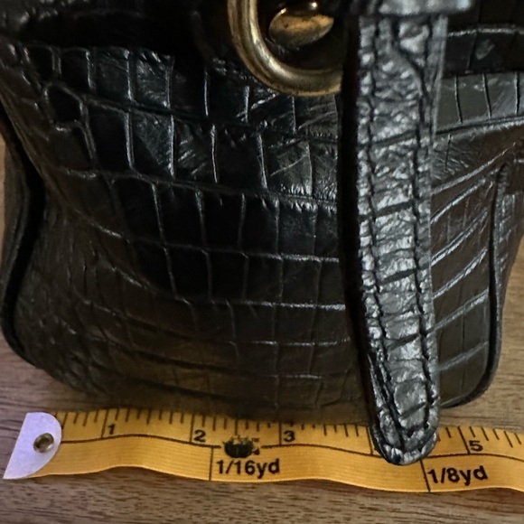 Brahim black Melbourne signature croc-embossed leather satchel. Genuine leather. - Picture 8 of 15